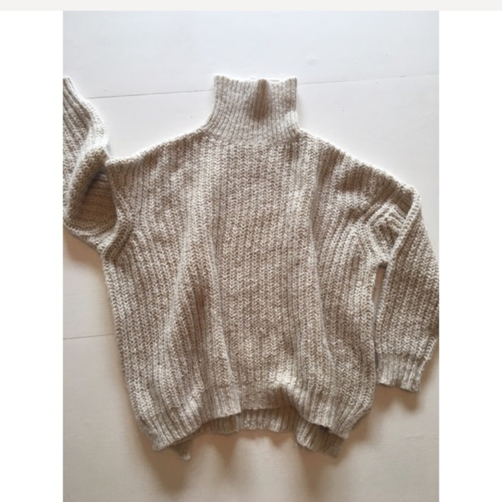 Zara Chunky Knit Mock Neck  Sweater Cream